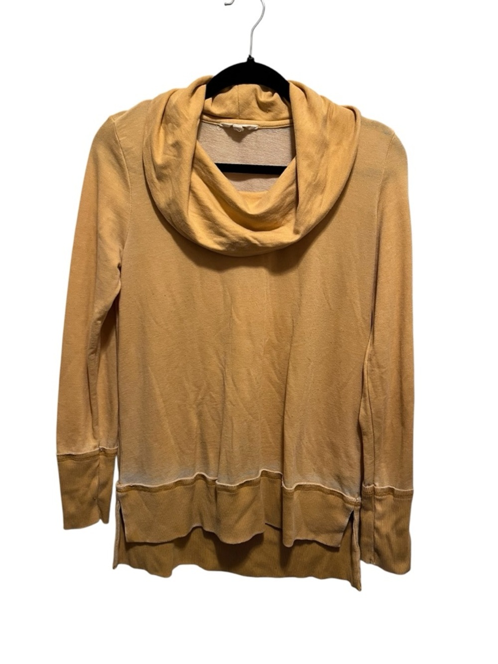 Lucky Brand Mustard Cowl Neck Pullover Faded Style Womens Size Medium